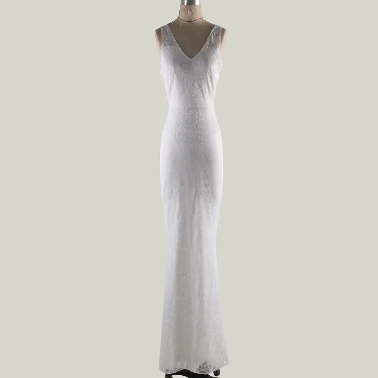 Backless Lace Dress - Sexy Slim Fit Maxi Dress