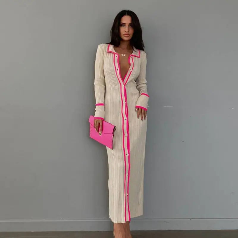 2023 Women's Long Sleeve Cardigan Beach Dress