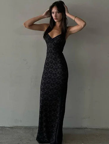 Backless Lace Dress - Sexy Slim Fit Maxi Dress