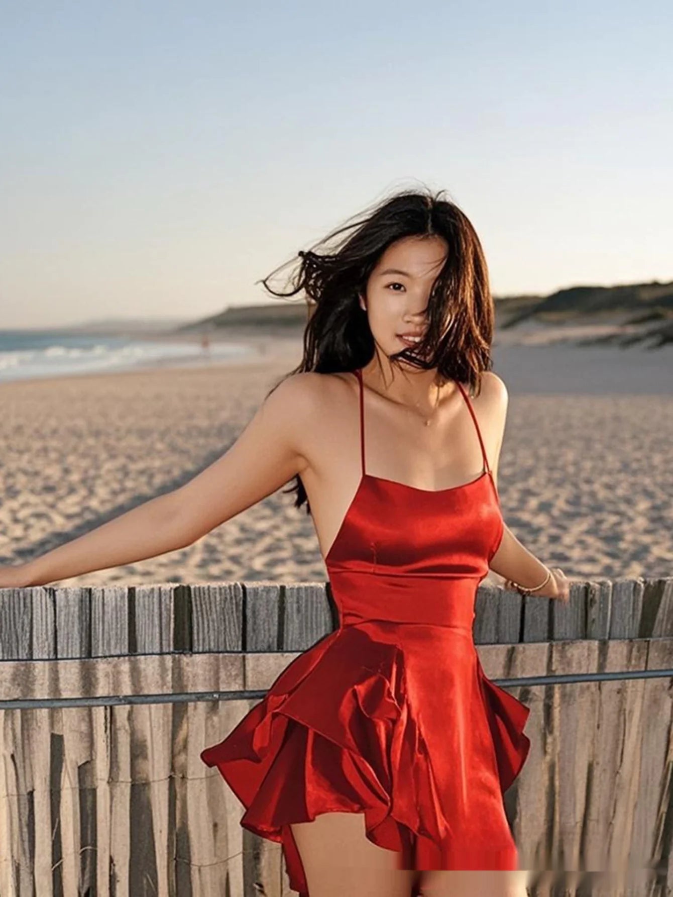 Backless Drawstring Pleated Mini Dress