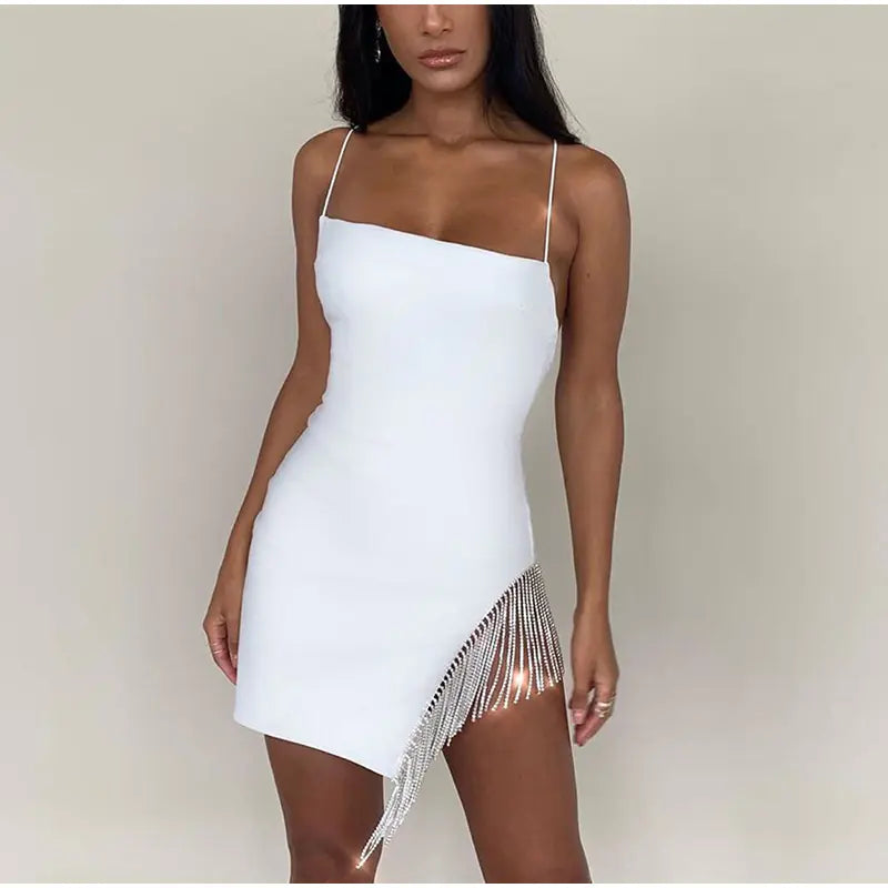 Fringe Party Mini Dress with Rhinestones
