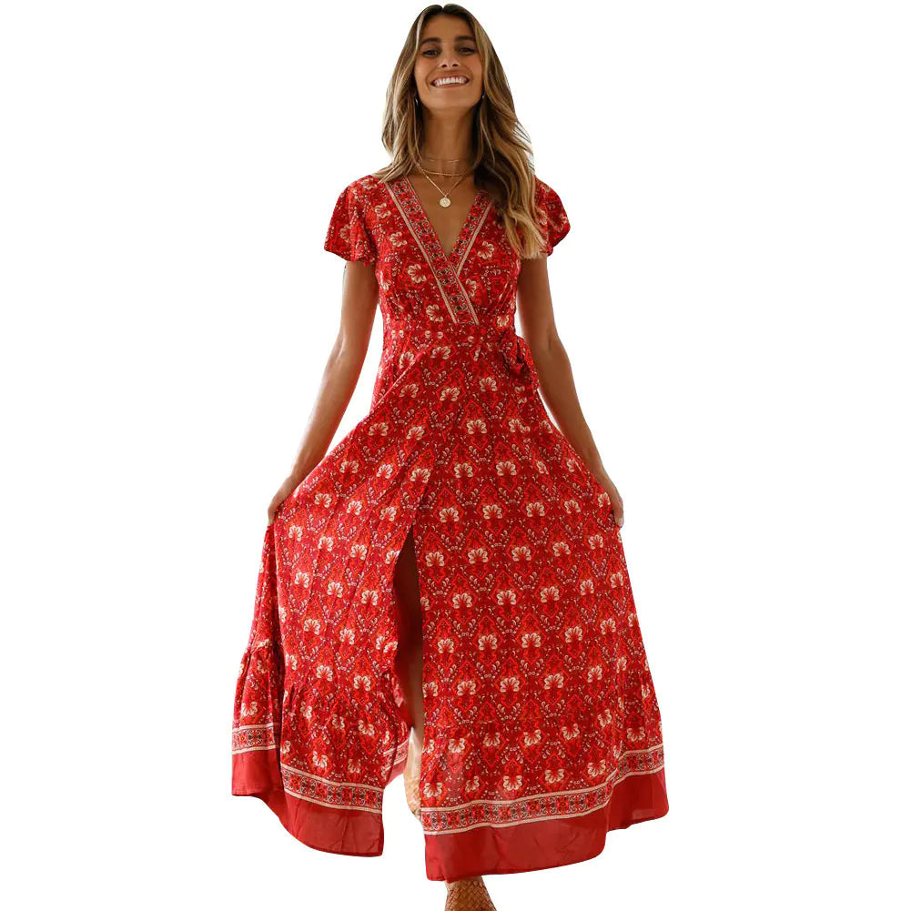 Vacation Floral Print Maxi Dress