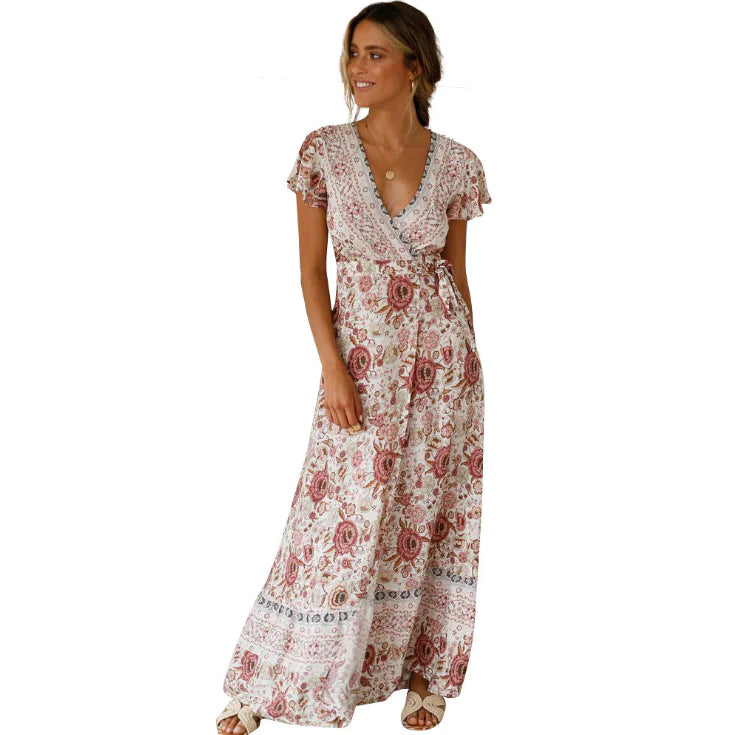 Vacation Floral Print Maxi Dress