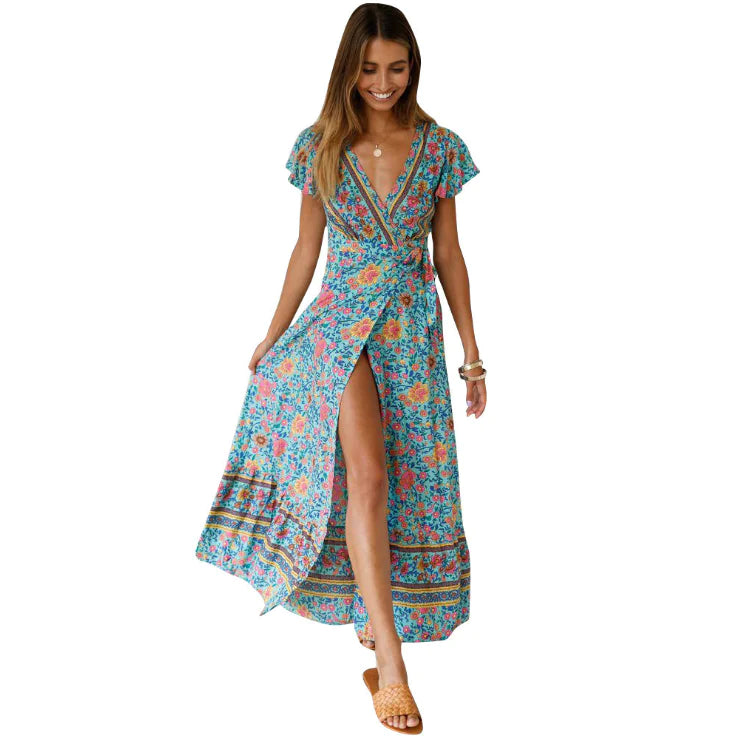 Vacation Floral Print Maxi Dress