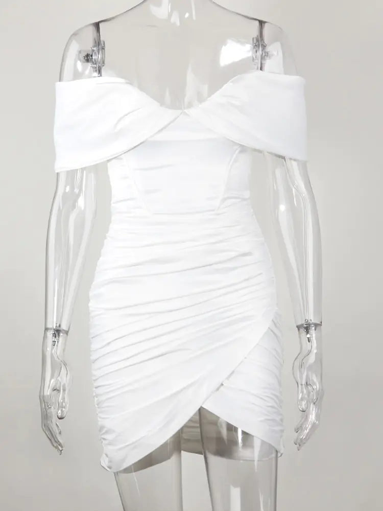 D0729 Women's New Strapless Ruched Mini Dress