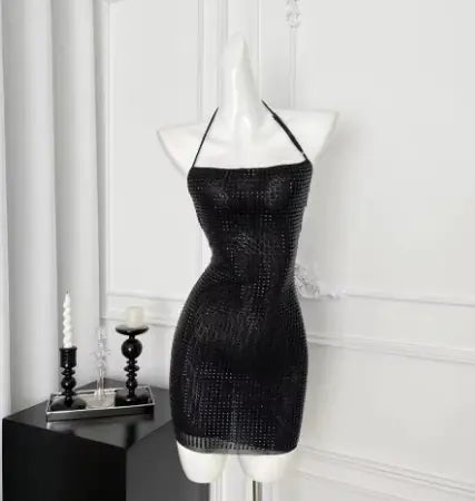 Women's Diamond Halter Neck Bodycon Mini Dress