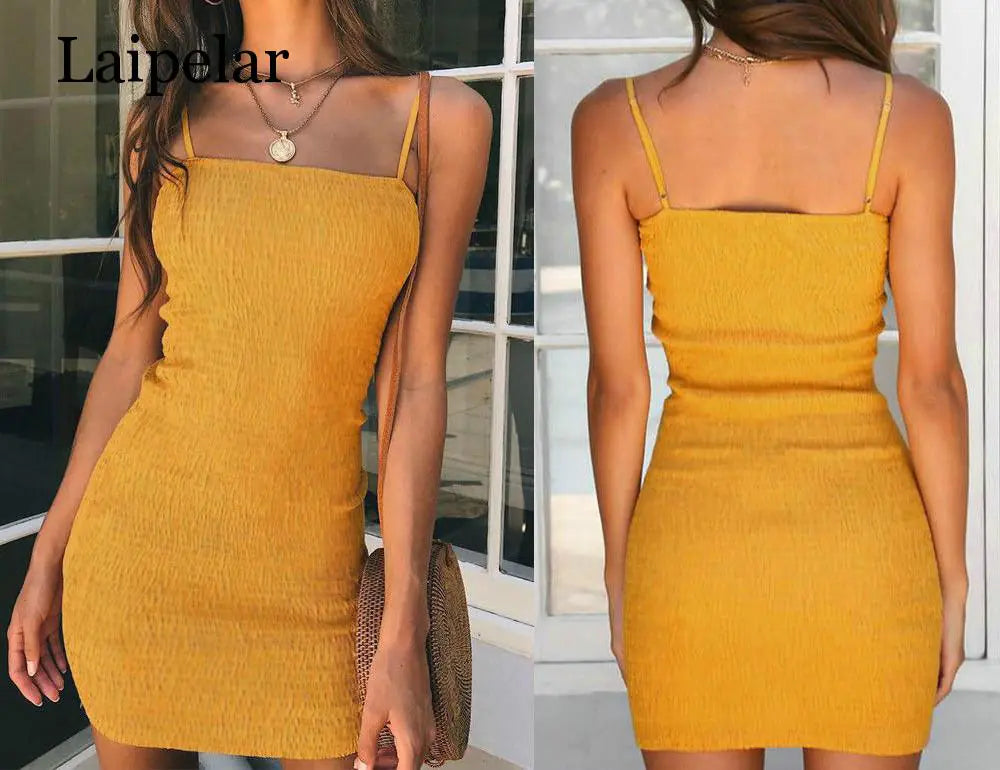 Laipelar Women’s Summer Sleeveless Yellow Mini Dress