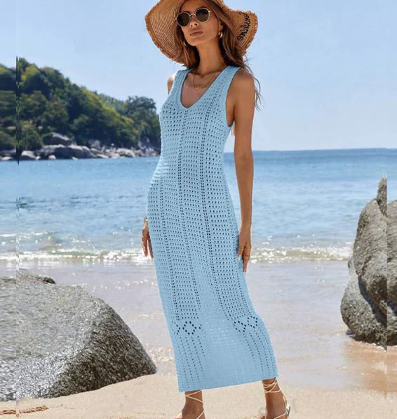 Knitted Hollow-Out Beach Cover-Up Dress