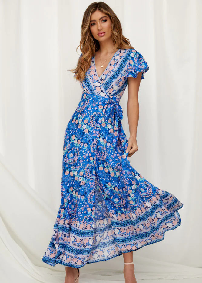 Vacation Floral Print Maxi Dress