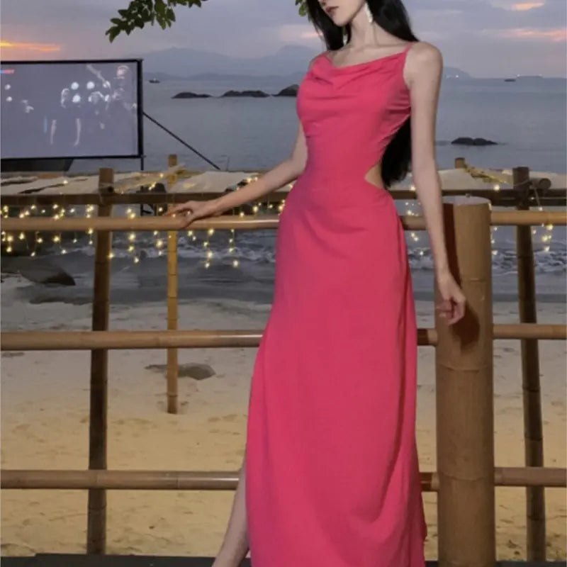 Summer Beach Dress for Women - Backless & Slit Design