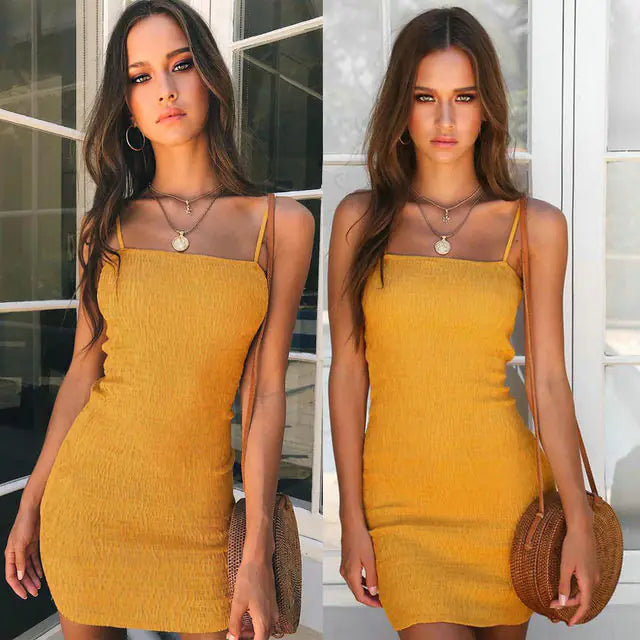 Laipelar Women’s Summer Sleeveless Yellow Mini Dress