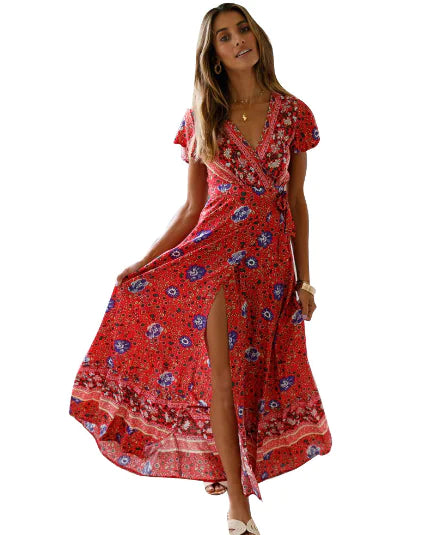 Vacation Floral Print Maxi Dress