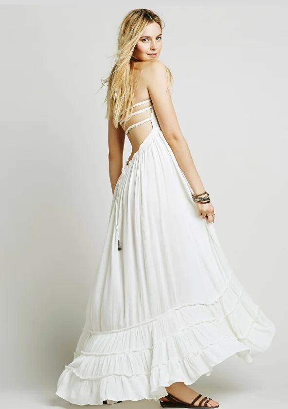 Backless Neckholder Maxi Beach Dress