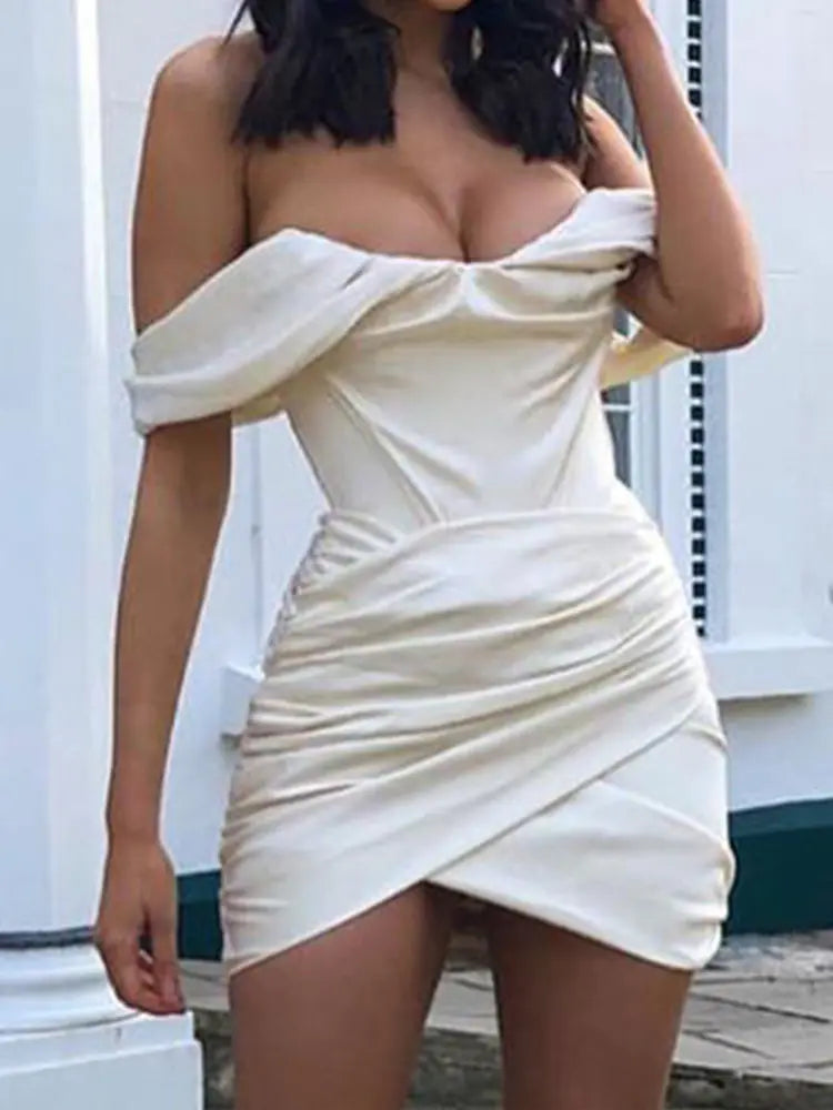 D0729 Women's New Strapless Ruched Mini Dress