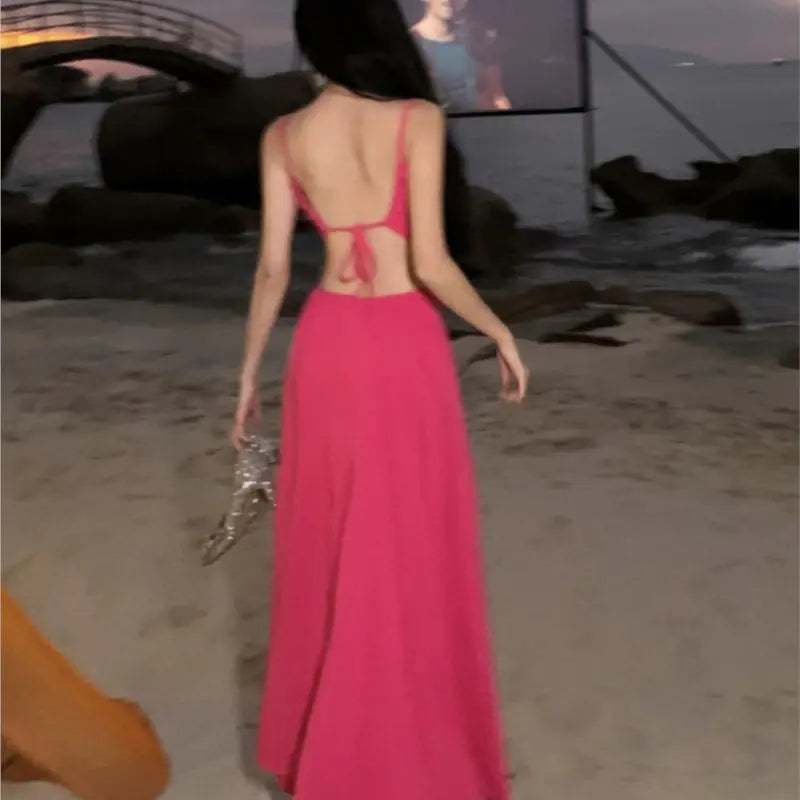 Summer Beach Dress for Women - Backless & Slit Design