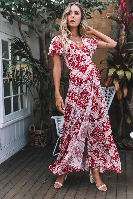 Vacation Floral Print Maxi Dress