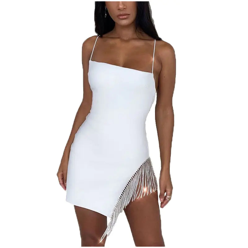 Fringe Party Mini Dress with Rhinestones