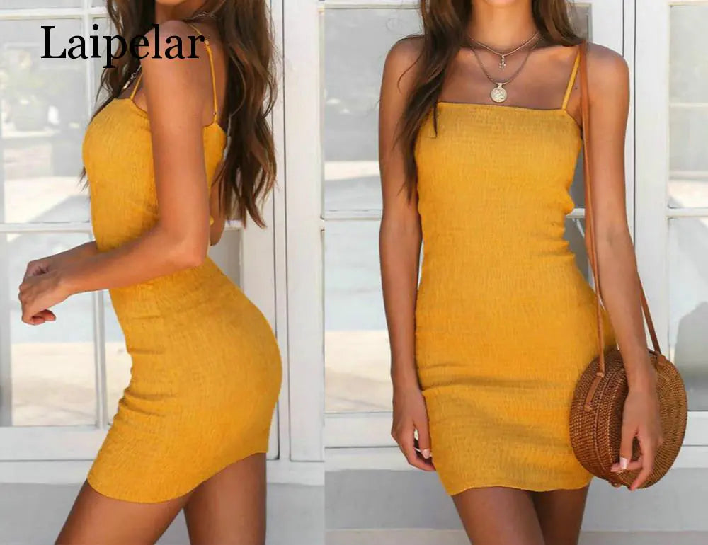 Laipelar Women’s Summer Sleeveless Yellow Mini Dress