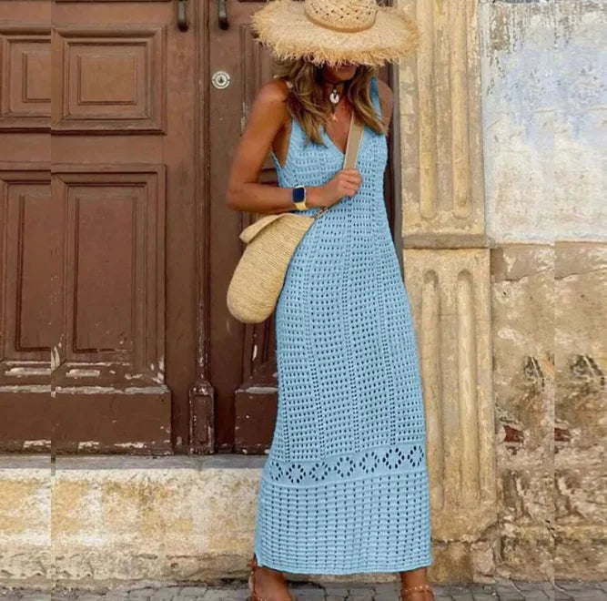 Knitted Hollow-Out Beach Cover-Up Dress