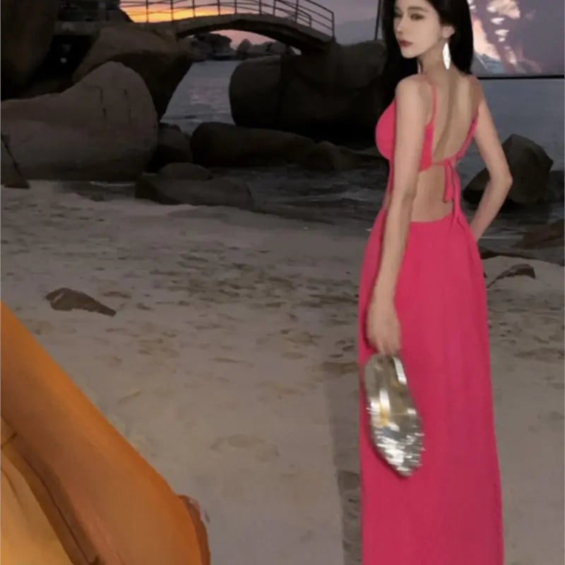 Summer Beach Dress for Women - Backless & Slit Design