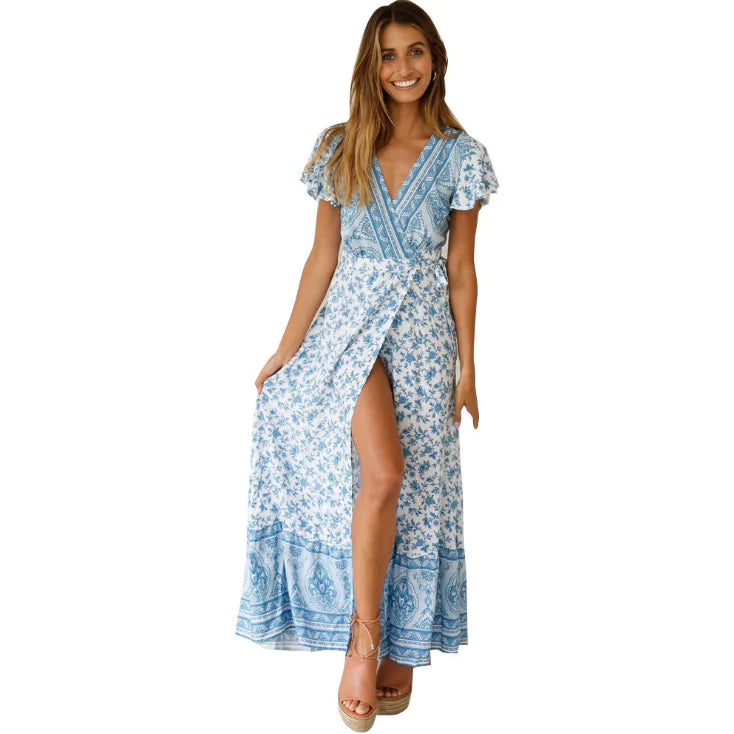 Vacation Floral Print Maxi Dress