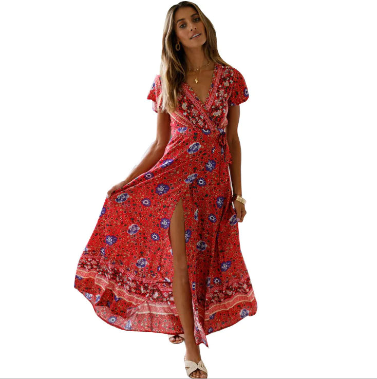 Vacation Floral Print Maxi Dress