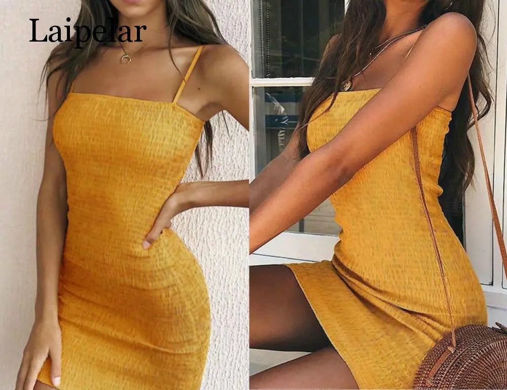 Laipelar Women’s Summer Sleeveless Yellow Mini Dress